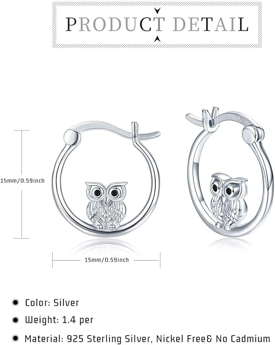 JUSTKIDSTOY Hypoallergenic Panda/Unicorn/Hummingbird/Dolphin Hoop Earrings for Women 925 Sterling Silver Animal Huggie Hoop Earrings Jewelry Gifts for Sensitive Ears