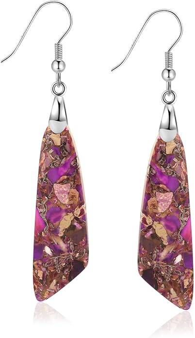 Jasper Stone Earrings for Women Trendy Dangle Earrings Fishhook Drop Earrings