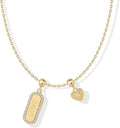 PAVOI 14K Gold Plated Dainty Necklace with Charms Set - Hypoallergenic Adjustable Chain Gold Charm Necklace for Women - Small Motif & Mantra 2 and 3-Pack Removable Pendants - Cute Jewelry Gifts
