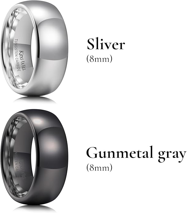 King Will Tungsten Carbide Wedding Band for Men Women Promise Rings for Couples Domed High Polish