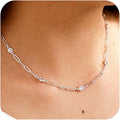 Valentines Day Gifts for Women Her - Dainty Necklaces for Women Cute Station Choker Simulated Diamond Necklace Simple Layering CZ Necklace Trendy Jewelry Gifts