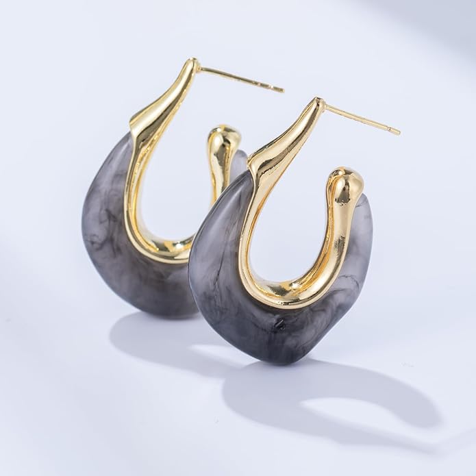 Acrylic Hoop Earrings Chunky Huggie Statement Vintage Earrings Cute Resin Drop Earring Trendy Jewelry Gifts for Women