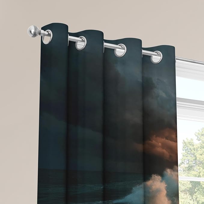 Thunderstorm Curtains for Bedroom Living Room Decor, Ocean Waves Blackout - Image 5