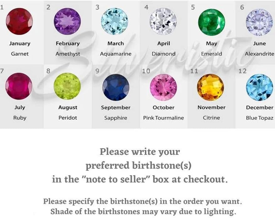 925 Sterling Silver Birthstone Necklace for Women – Personalized Dainty Necklace, Gift for Mom, Grandma, or Her, Mother's Day Gift, Birthday Gift, Birthstone Jewelry for Women