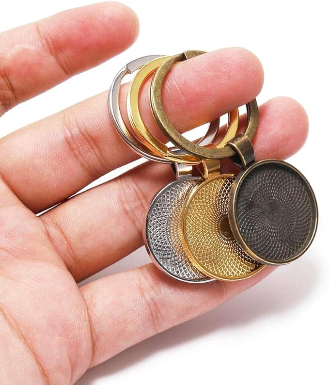 25pcs Round Bezel Pendant Trays Setting Cabochon Blank Base for DIY Crafting Photo Jewelry Findings Making Accessories 25mm(Gold)