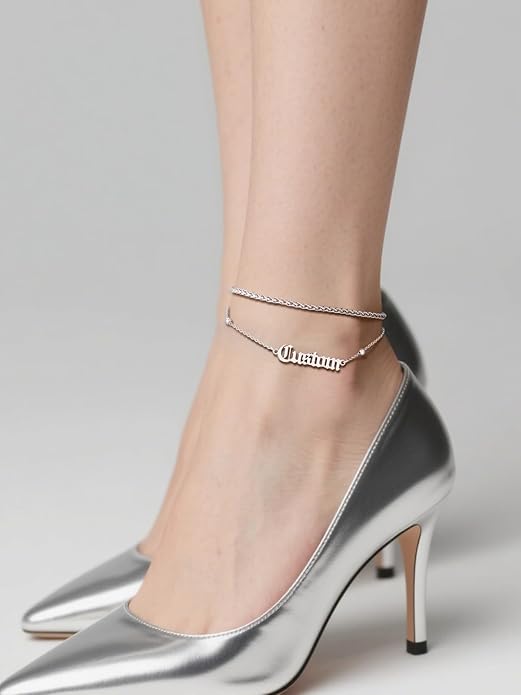 FindChic Custom Ankle Bracelets for Women, Stainless Steel Figaro/Cuban/Wheat/Rope/Herringbone Chain Anklets, Beach Foot Jewelry 8.5''-10.5'' Adjustable & Waterproof, with Gift Box