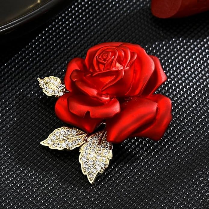 Red Rose Flower Brooches and Pins for Women Costume Jewelry Brooch Pins Broches Jewelry for Women Elegant Lady Pin