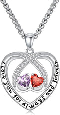 Birthstone Necklaces for Women I Love You for Always and Forever Heart Pendant Necklace Anniversary Jewelry Christmas Valentine Mothers Day Birthday Gifts for Her Wife Girlfriend