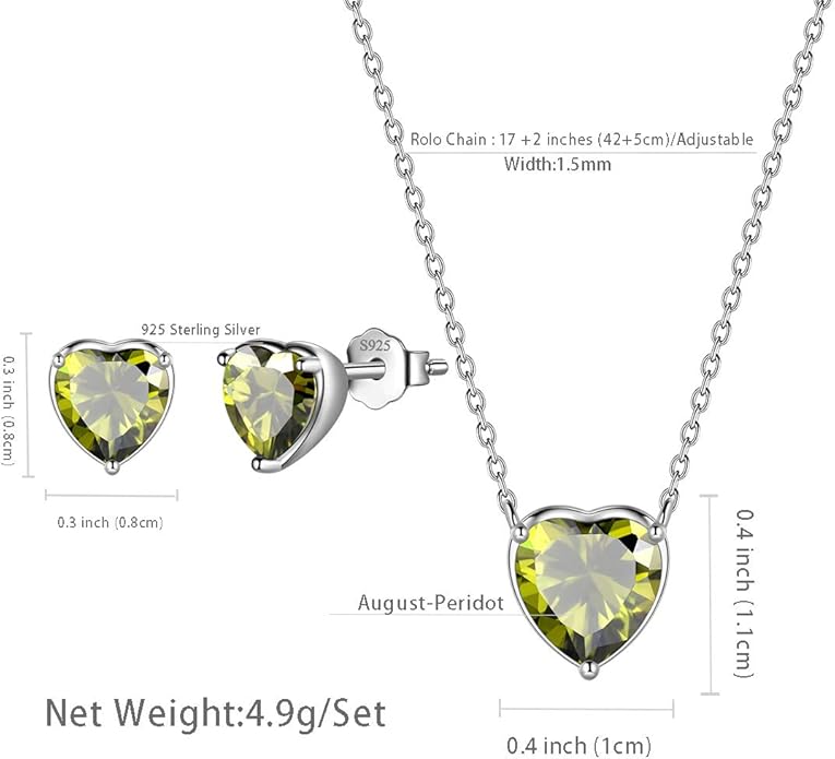 Aurora Tears Hearts Necklace Earrings Jewelry Sets - Women 925 Sterling Silver Birthstone Pendants Earrings Set Crystal Wedding Birthday Jewelry