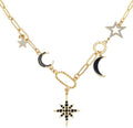 Charm Necklace for Women Gold Evil Eye Sun Moon Flower Coin Pendant Necklace Dainty Paperclip Chain Vintage Luck Amulet Choker Necklaces Celestial Jewelry Gift