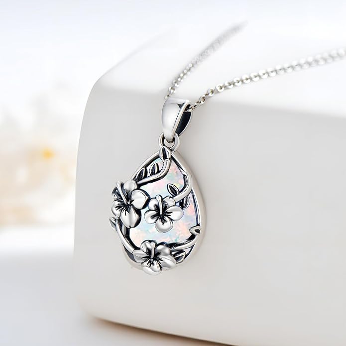 JUSTKIDSTOY Moonstone Necklace 925 Sterling Silver Teardrop Pendant Necklace Jewelry Gifts for Women Girls