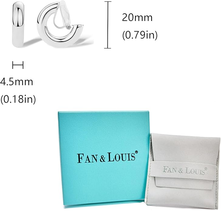 FAN&LOUIS Gold Clip On Hoop Earrings,Gold Silver Chunky Small Open Hoops Clip-On Earrings for Women Trendy Non-Pierced Ears Lightweight Teen