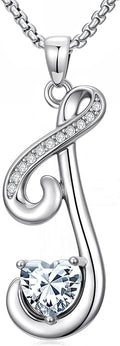 Valentines Day Gifts for Women Alphabet A to Z Initial Birthstone Pendant Necklaces for Women - 18k White Gold Plated Personalized Name Jewelry Valentine Mothers Day Birthday Gifts for Women Her Girlfriend