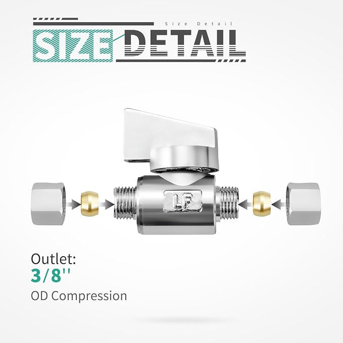 10 Pack Premium Brass 3/8" Compression x 3/8" Compression Angle Valve Quarter - Image 2