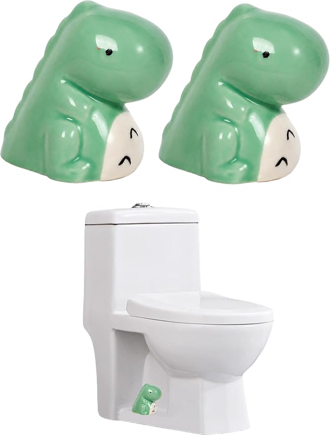 Ceramic Green Dinosaur Shape Toilet Floor Bolt Caps, Cute Bathroom Toilet Floor - Image 8
