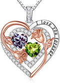 Iefil Valentines Day Gifts for Her - Sterling Silver Birthstone Necklace Anniversary Birthday Gifts for Her Wife Mom Daughter