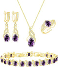 LMXXVJ Jewelry Set for Women,Teardrop Cubic Zirconia Necklace Earrings Adjustable Ring Bracelet Jewelry Set Formal Jewelry Gift
