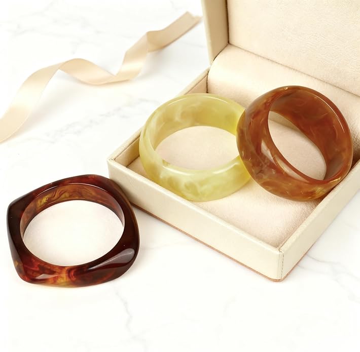 Chunky Acrylic Bracelets for Women -4Pcs Trendy Chunky Bangle Fashion Big Stackable Bangles Set, Trendy Cuff Bracelet Stack Fashion Womens Jewelry Gifts