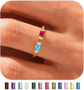 WFYOU Gold Birthstone Rings for Women - Non Tarnish Dainty 14K Gold Plated Stackable CZ Rings for Her & Couples - Personalized Jewelry Gift for Birthday