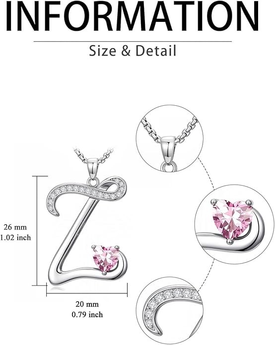 Valentines Day Gifts for Women Alphabet A to Z Initial Birthstone Pendant Necklaces for Women - 18k White Gold Plated Personalized Name Jewelry Valentine Mothers Day Birthday Gifts for Women Her Girlfriend