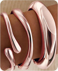 Chunky S925 Sterling Silver Plated Bangle Bracelets Stack for Women, Thick Statement Silver Plated Stackable Bangle Cuff Bracelets Set,Trendy Big Large Gold Bracelet Stacked Fashion Jewelry Gifts Non Tarnish