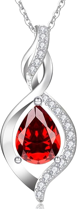 RIVIKO Valentines Day Gifts for Her-Infinity Birthstone Necklace for Women,925 Sterling Silver Teardrop Necklace, Womens Jewelry Birthday Gifts for Women Friend Her Mom Wife Lady