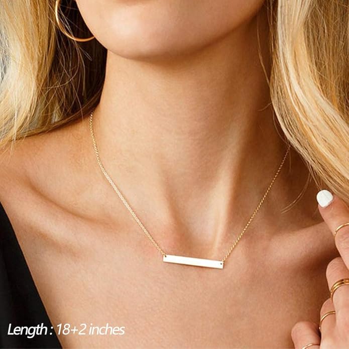 Turandoss Dainty Layered Choker Necklace, Handmade Y Pendant Necklace Multilayer Bar Disc Necklace Adjustable Layering Choker Necklaces for Women