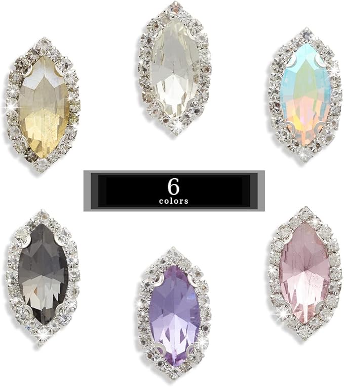 TANOSII Sew on Rhinestones 100 PCS Mixed Shapes Glass Rhinestones Sew on Crystal Gems Mental Flatback with Silver Claw for Jewelry Crafts Clothes Shoes Costume Garment Champagne Type 1