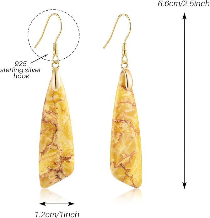 SELOVO Jasper Stone Earrings for Women Trendy Dangle Earrings Fishhook Drop Earrings