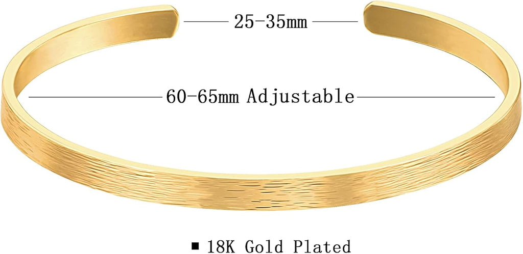 POTESSA 18K Gold Plated Cuff Bracelets Adjustable Dainty Bangle Handemade Jewelry for Women