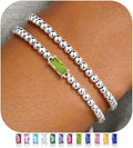 Ursteel Valentines Gifts for Her Kids Girls, Elastic Birthstone Bracelet for Women 14K-Gold-Plated Beaded Bracelet Non Tarnish Trendy Birthstone Jewelry Birthday Gifts for Women