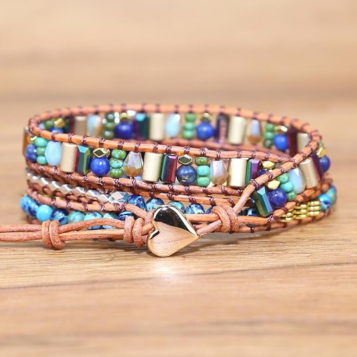 ZOSOJONA Women Wrap Bracelets Boho Natural Stone Jasper Turquoises Strand Bracelet Jewelry Collection