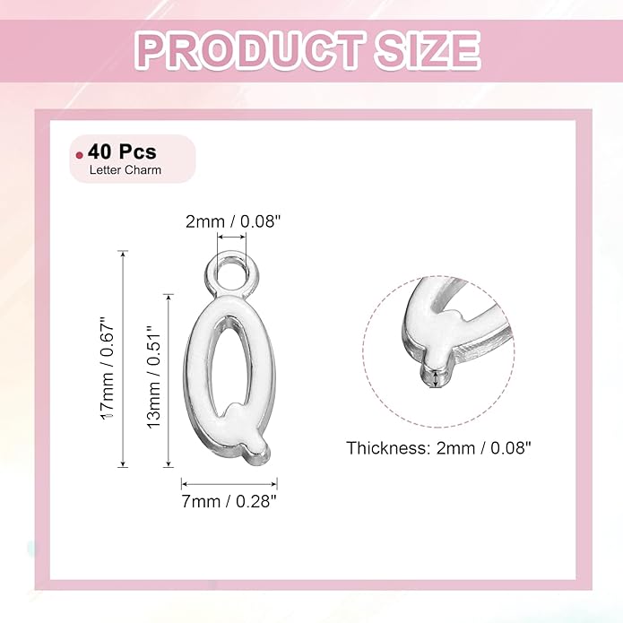 uxcell Letter Charm, Alloy Letter Initial Alphabet Charm for DIY Crafts Jewelry Making Bracelet Earrings Necklace