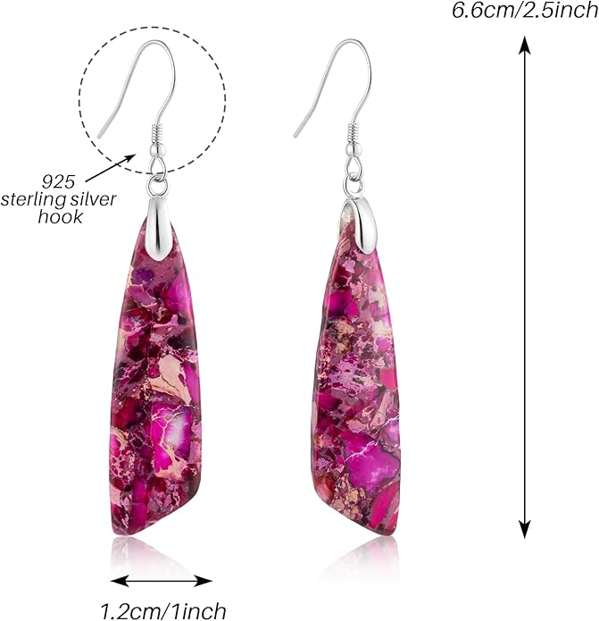 SELOVO Jasper Stone Earrings for Women Trendy Dangle Earrings Fishhook Drop Earrings