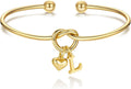 M MOOHAM Valentines Gifts for Her Teen Girls - Knot Initial Bracelets for Women Bridesmaids Proposal Gift Bridesmaid Gift Heart Initial Bracelet Friendship Bracelets Valentines Gifts for Women Sister