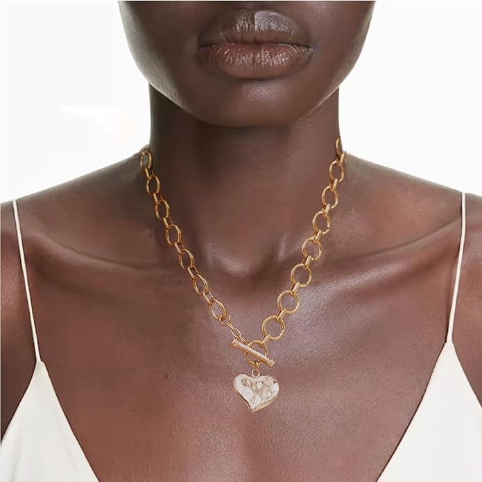 Atiptu Gold Chunky Cross Necklace for Women Statement Cross Pendant Necklace Layered Hammered Bold Cross Necklace Vintage Toggle Clasp Necklace Jewelry