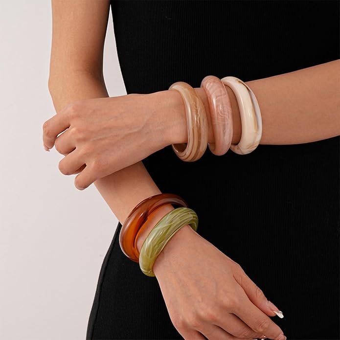 Chunky Acrylic Bracelet for Women,Vintage Candy Color Adjustable Bracelet Statement Irregular Geometry Wrist Bangle Classic Fashion Jewelry