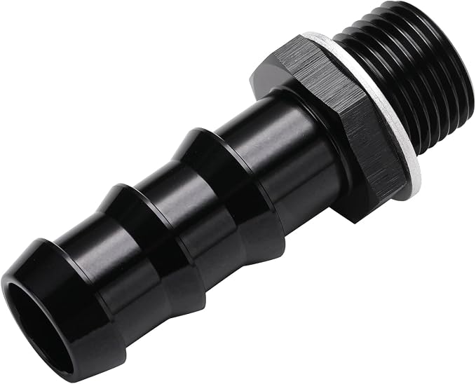 M18x1.5 Male Metric to 5/8 Barb Fuel Pump Inlet Adapter Fitting Aluminum Black - Image 5