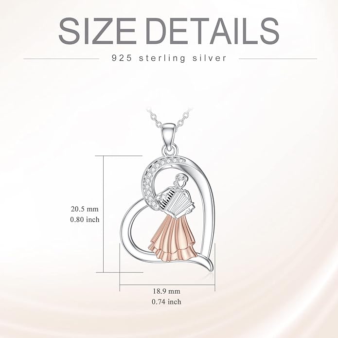 Violinist Necklace Sterling Silver Music Crystal Jewelry Saxophone Cello Violin Piano Flute Music Note Necklace Music Gifts for Women Girl Daughter