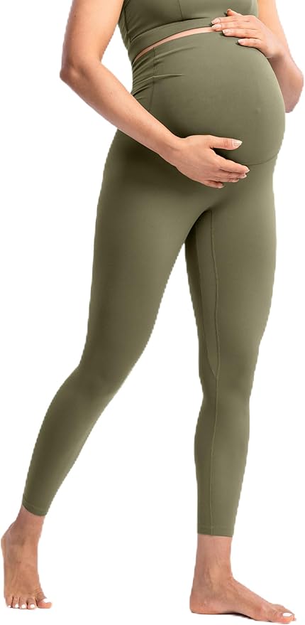 POSHDIVAH Women's Creamluxe Maternity Leggings 25"/28" Over The Belly Pregnancy Yoga Pants Active Workout Leggings