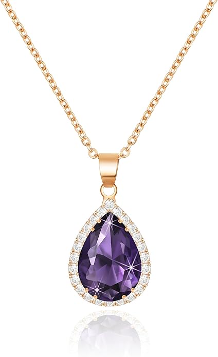 Linawe Crystal Chain Necklace for Women Trendy, Imitation Diamond Pendant, Statement Cubic Zirconia Boho Jewelry Set, 14K Gold/Rose Gold/Silver Birthstone Necklace