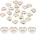 MECCANIXITY 20 Pcs Heart Evil Eye Beads Colorful Flat Loose Spacer Evil Eye Charms for DIY Bracelet Earrings Necklace Crafts Jewelry Making, White
