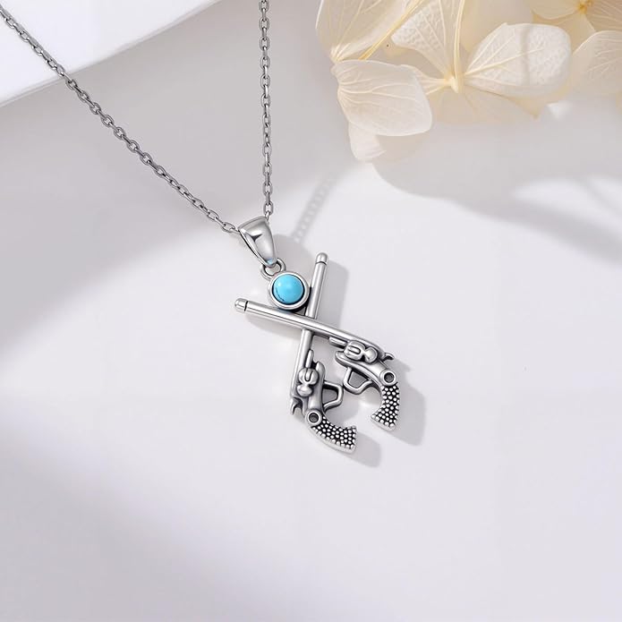 Western Cowboy Necklace 925 Sterling Silver Horseshoe Pendant Western Jewelry Cowgirl Gifts for Women Girlfriend Cowboy Cowgirl