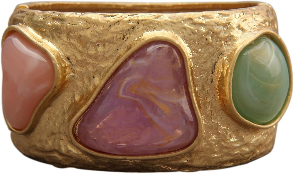Gold Cuff Bracelet for Women Silver Beaded Bracelets Open Bangle Stackable Stretch Bead Bracelet Boho Jewelry Gifts for Wife Couple