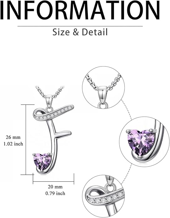 Valentines Day Gifts for Women Alphabet A to Z Initial Birthstone Pendant Necklaces for Women - 18k White Gold Plated Personalized Name Jewelry Valentine Mothers Day Birthday Gifts for Women Her Girlfriend