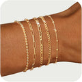 adoyi Valentines Day Gifts for Her Gold Bracelets for Women, 14K Gold Plated Stackable Bracelet Stack Set Adjustable Charm Paperclip Chain Cuban Link Layered Waterproof Jewelry Sets Gifts for Womens