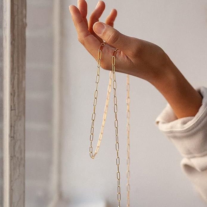 Natural Freshwater Baroque Pearl Necklace 14K Gold Plated Dainty Choker Necklace for Women Girls Snake Chain/Cuban Link/Paperclip/Ball Beaded Chain/Tennis Chain Fashion Jewelry for Gift