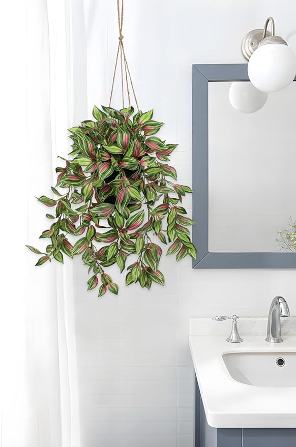 Briful Artificial Hanging Plants in Black Pot 17.7" Lifelike Trailing Faux - Image 5