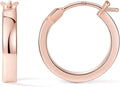 Gacimy Flatted Hoop Earrings for Women 14K Gold Plated with 925 Sterling Silver Post