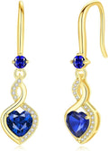 FANCIME Heart Infinity Dangle Drop Earrings 925 Sterling Silver Heart Gemstone Birthstone Earring